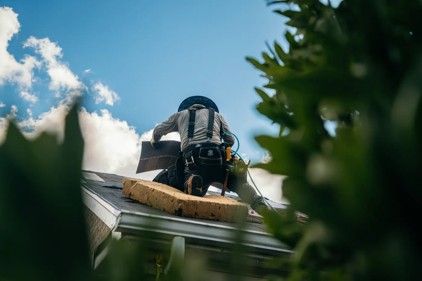 Tarping and dry-in on a Swayzee commercial roof